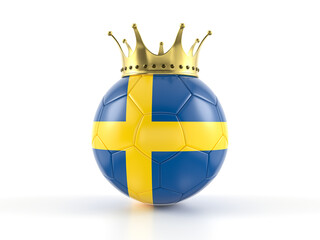 Sweden flag soccer ball with crown