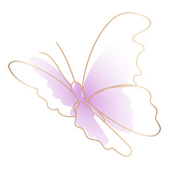 Butterfly png sticker, purplw beautiful gradient line art clipart