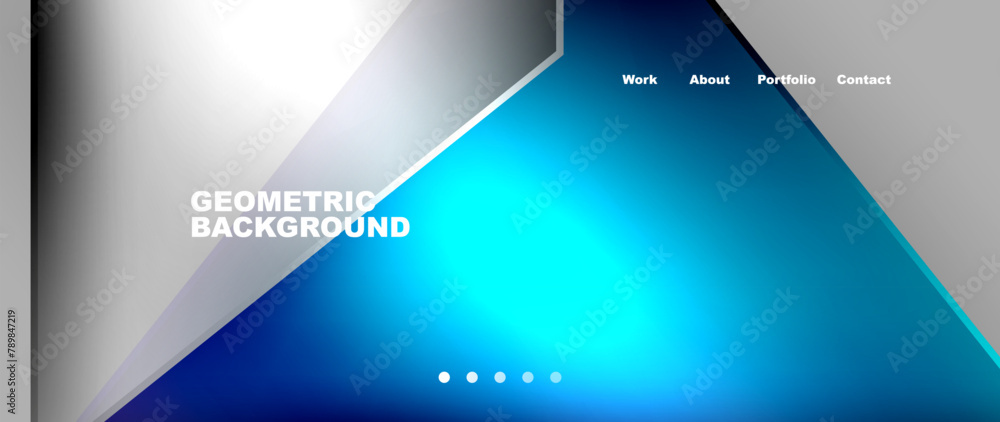 Poster This geometric background features a pattern of blue and silver triangles. It resembles a sleek design found on a portable communications device or tablet computer