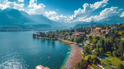 Montreux Jazz Festival in Switzerland, hosting world-renowned musicians and emerging talents --ar 16:9 --stylize 250 Job ID: bdd843de-6d00-4298-912b-79c97e8d4ef1