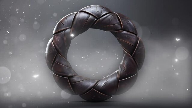 realistic render of a toroidal shape with leather material. seamless looping overlay 4k virtual video animation background