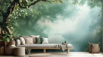 Wandcirkels aluminium mural wallpaper background, flowers, leafes, trees, 16:9 © Christian