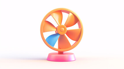 3D illustration of an electric fan, a conceptual illustration of relief from the heat of the Beginning of Summer