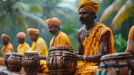 Goa Monsoon Festival, celebrating the onset of the monsoon with traditional music and dance - obrazy, fototapety, plakaty