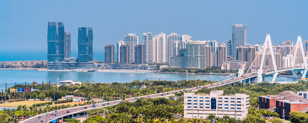High View Scenery of Haikou Binhai Interchange in Hainan, China