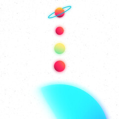 Solar system png background, colorful space, neon glow transparent design