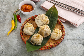 Chinese traditional steamed dumpligs momo