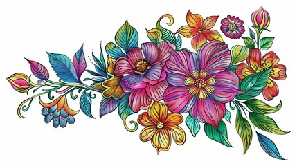 Eastern Style Flowers Doodle Drawing Texture Wallpaper Background
