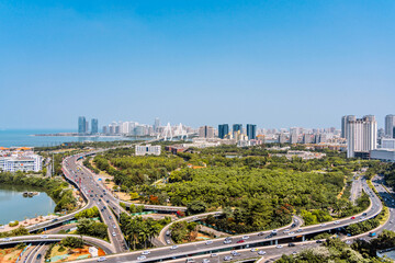 High View Scenery of Haikou Binhai Interchange in Hainan, China