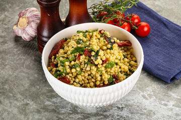 Vegetarian Pasta ptitim with vegetables