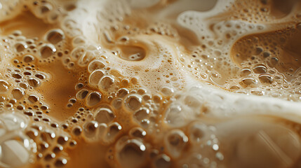 The texture of coffee foam in close-up.