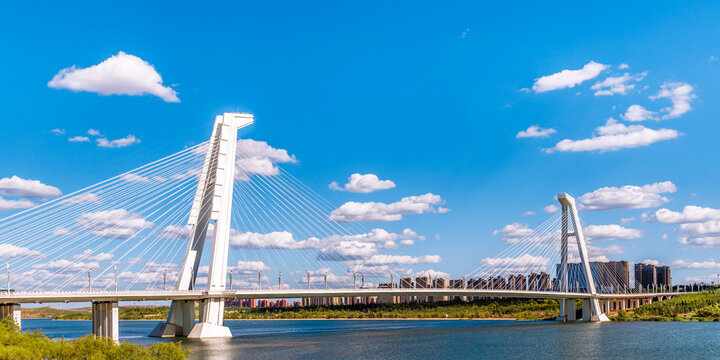 Ordos Bridge in Kangbashi New Area, Ordos, Inner Mongolia, China