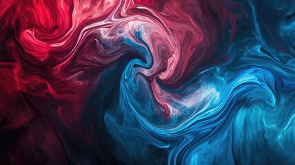 The abstract picture of the two colours between blue and red colour that has been mixing with each other in the form of the ink or liquid to become beautifully view of this abstract picture. AIGX01. - obrazy, fototapety, plakaty