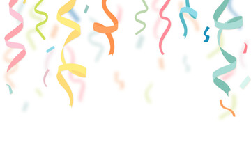 Birthday party png background, colorful ribbons border, festive design