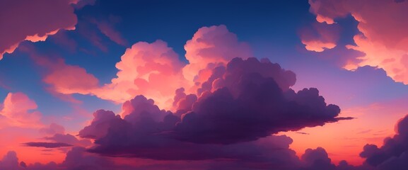 幻想的な大空と大きい雲