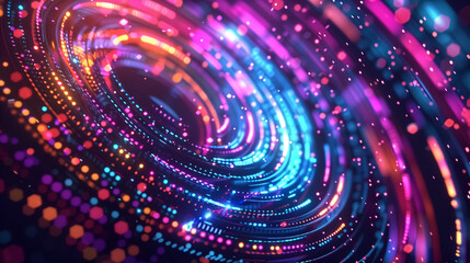 Glowing big data on a colorful circle background. 3d illustratio