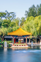 Scenery of Baotu Spring Guanlan Pavilion in Jinan, Shandong, China