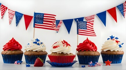 4th of July cupcake, cupcakes with flags, American Independence Day, Memorial Day, US Independence Celebration, American Tribute Day