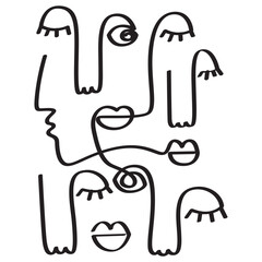 Abstract One Line Face