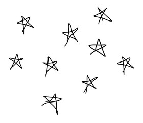 Stars png doodle sticker, ink element