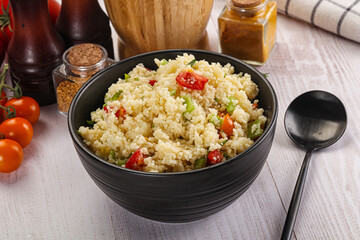 Vegan cuisine couscous with vegetables