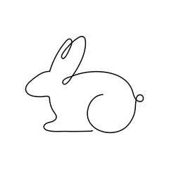 Rabbit png logo element, line art animal illustration