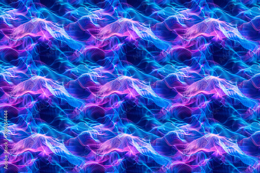 Wall mural Abstract energy waves in blue and pink hues