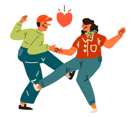 Couple dancing png clipart, Valentine’s cartoon on transparent background