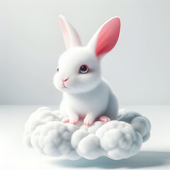Fluffy the enchanting bunny white background.
