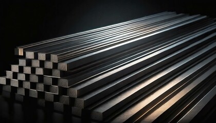 Boundless Potential: The Artistry of Stacked Metal Bars - obrazy, fototapety, plakaty