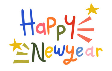 Png Happy New Year sticker typography, festive greeting