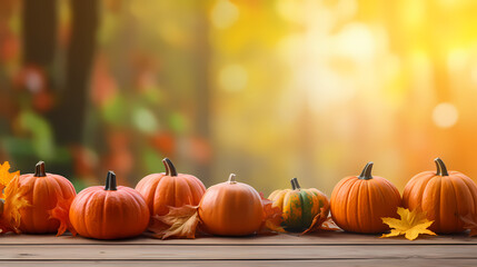 Naklejka na ściany i meble Thanksgiving and Halloween pumpkins, pumpkin background