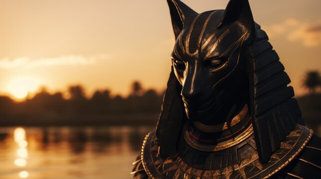 Anubis, god of ancient Egypt. The ancient Egyptian god of death and the world of the dead. Ai-generated. - Powered by Adobe
