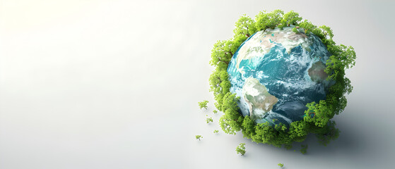 Fototapeta premium Ecology and nature protection concept. Green tree growing from planet earth.
