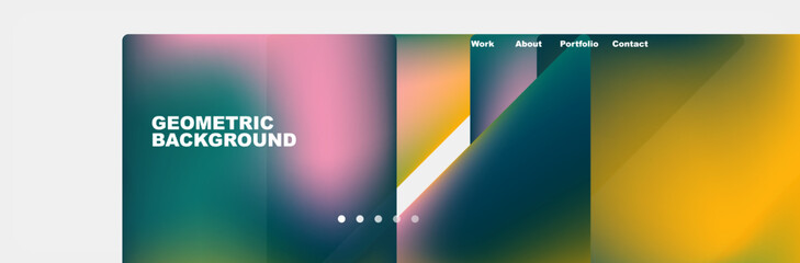 A vibrant geometric background featuring a rainbow of colors like violet, magenta, and electric blue. Circles and rectangles create a dynamic display, perfect for branding on electronic devices