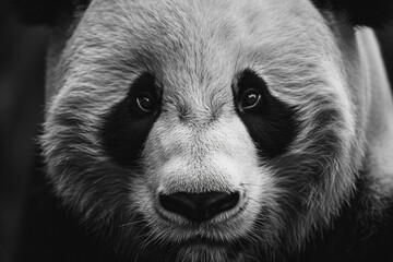 Tranquility and beauty converge in this stunning image of a minimalist panda face, captured in high resolution.