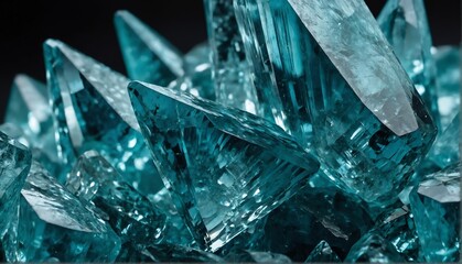 shiny aquamarine gemstone crystal close-up texture background from Generative AI