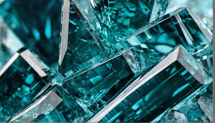 shiny aquamarine gemstone crystal close-up texture background from Generative AI