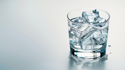 A single glass of a summer drink on a clean white background, focusing on the clarity and coolness of the beverage. 