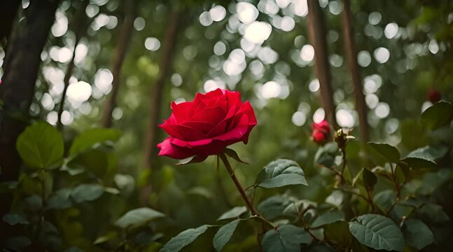 beautiful red rose flowers in the forest