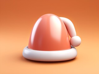 Christmas 3D icon design, cute Christmas hat 3D rendering, Chubby ar super cute by POP MART, gradient background, right full 3d rendering