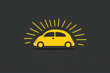 Yellow car icon logo radiating energy and optimism