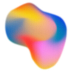 Blob shape png sticker, abstract blue, yellow, pink and red gradient design element on transparent background