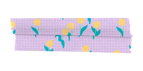 Floral washi tape png sticker, cute girly design, transparent background