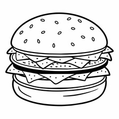 Hamburger on black Vector Illustration 