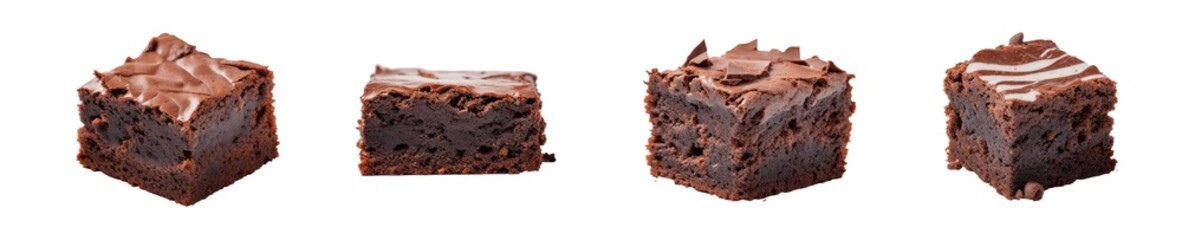 set of brownies chocolate cake isolated on transparent background