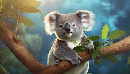 Majestic Koala: Branch Dining in 4K - obrazy, fototapety, plakaty