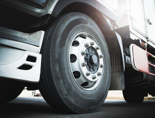 Truck Wheels Tires. Freight Truck Transport.	