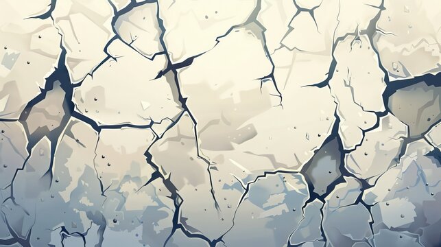 Cracked paint surface on transparent background. Modern illustration of weathered wall, antique building facade banner, grungy texture, worn enamel, abstract damaged coating.