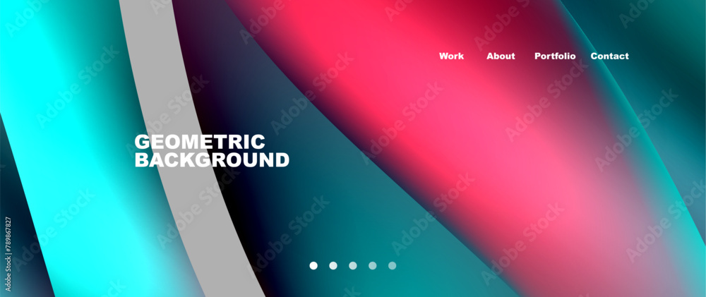 Poster the geometric background features a gradient of pink and electric blue, enhancing the overall aesthe